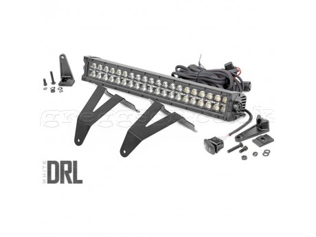 Dodge RAM 1500 DT LED Hidden Bumper Kit Light Bar 20" White DRL Black Series Rough Country