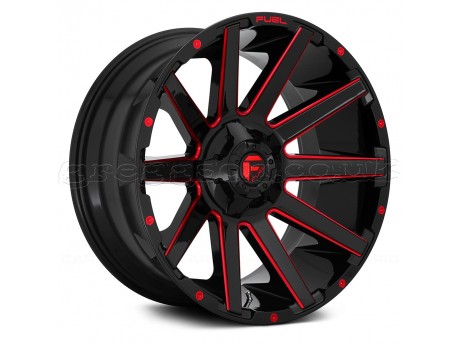 20" x 9" 5x127 ET1 Alloy Wheel D643 Contra Gloss Black/Red Tinted Clear Accents Fuel