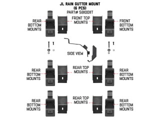 Jeep Wrangler JK / JL / JL 4XE / Jimny Mounting Kit For SRM Rack Gutter Mount Capacity Up To 80kg Go Rhino