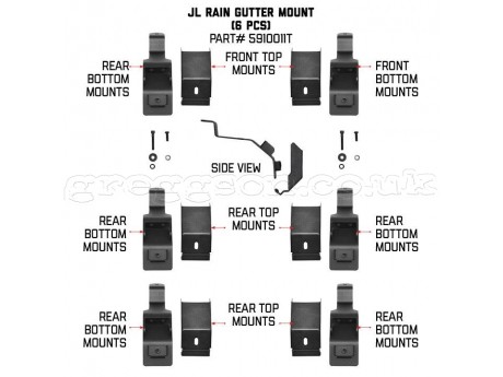 Jeep Wrangler JK / JL / JL 4XE / Jimny Mounting Kit For SRM Rack Gutter Mount Capacity Up To 80kg Go Rhino